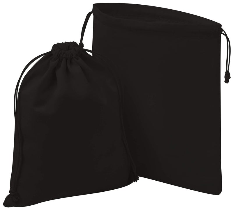 DR Black Cotton Drawstring Bags for Storage, Wardrobe, Travel and Household Organization (8 x 10 inch - 12 pack) - Image 3